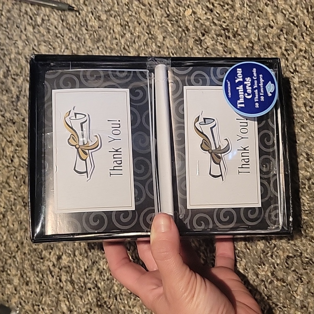Grad thank you cards. Blank inside w/envelopes